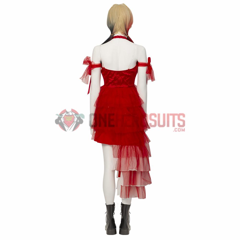 The Suicide Squad Red Dress Cosplay Costumes Harley Quinn Top Leval Suits