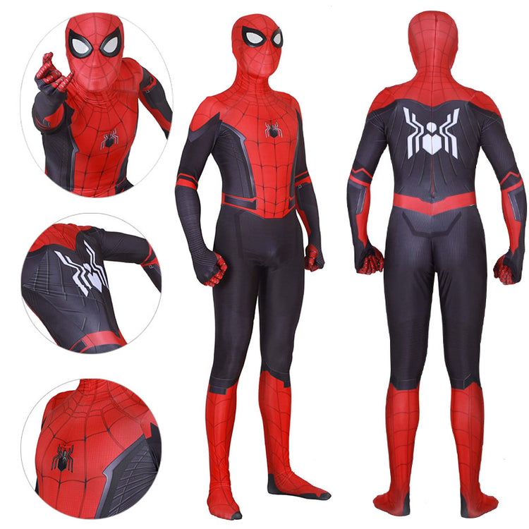 Spider man Spandex Suit Far From Home Black and Red Cosplay Bodysuit ...