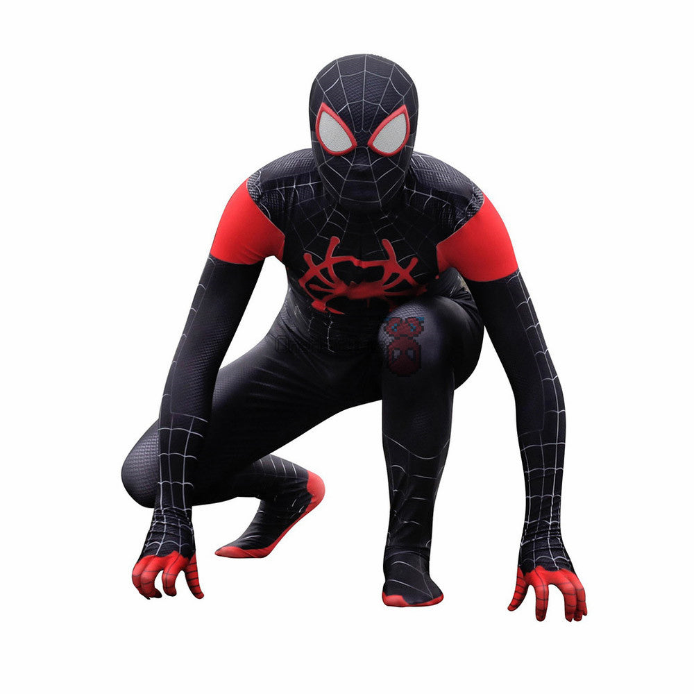 Miles Morales Spandex Suit Halloween Black Spider Cosplay Bodysuit ...