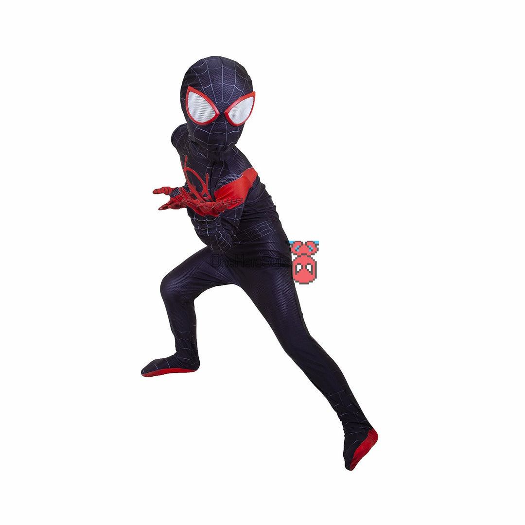 Kids Miles Morales Cosplay Suit Into The Spider Verse Spandex BodySuit ...