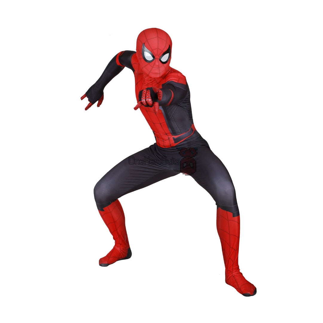 Spider man Spandex Suit Far From Home Black and Red Cosplay Bodysuit ...