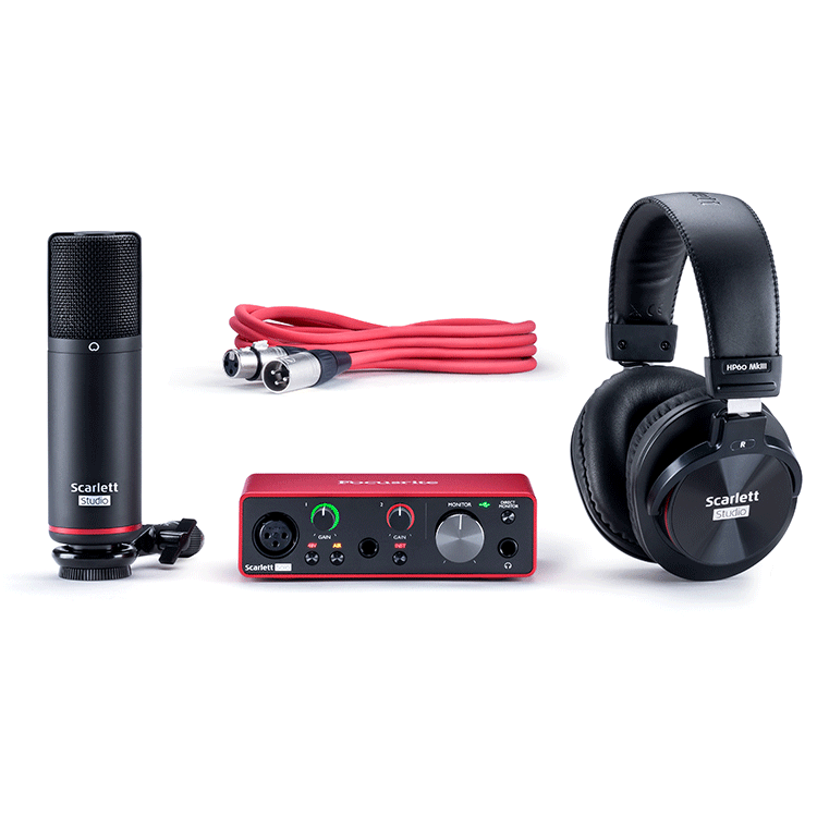 Focusrite Scarlett Solo Studio Audio Interface, Mic, and