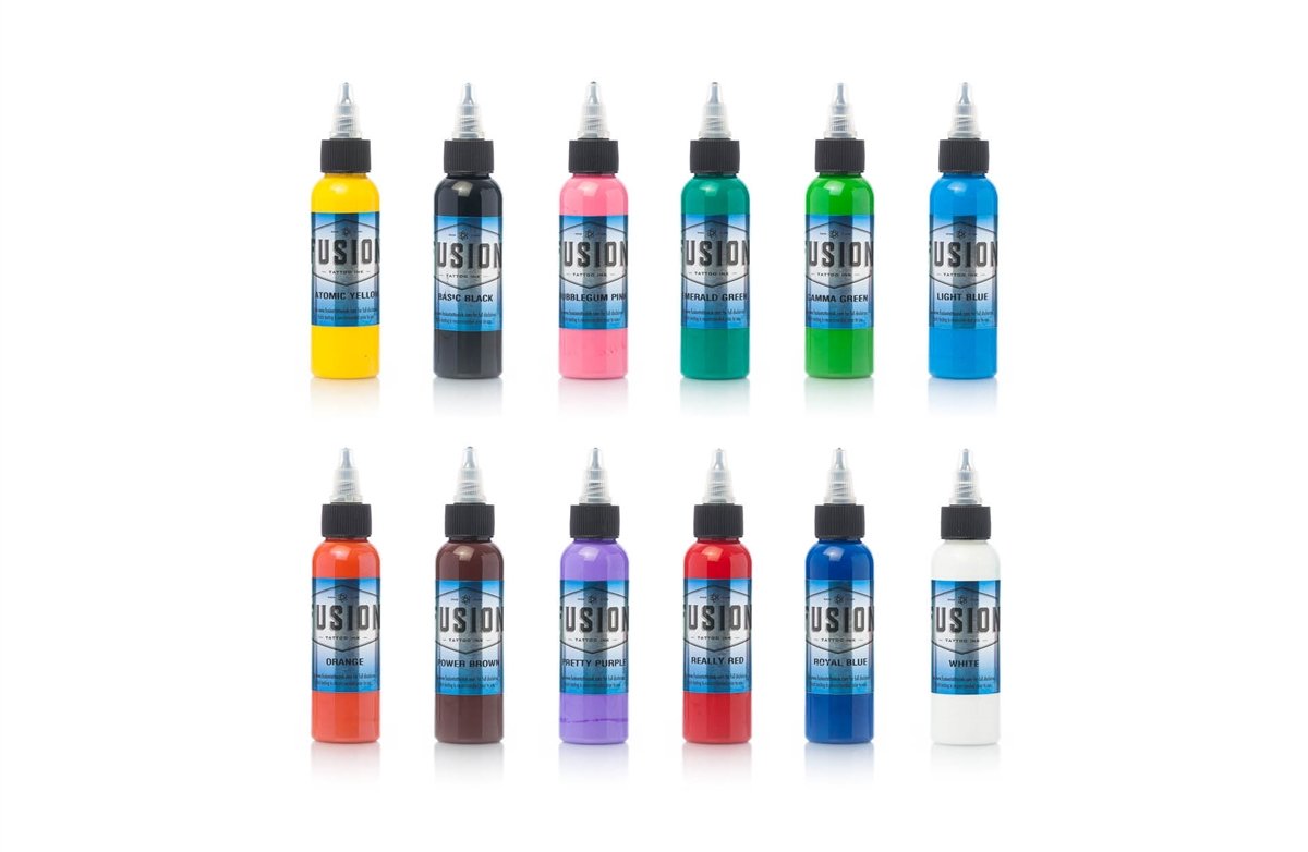 Fusion Ink - Sample Pack 12-Color Set | 1oz 2oz 4oz Options – RelyAid Tattoo  Supply