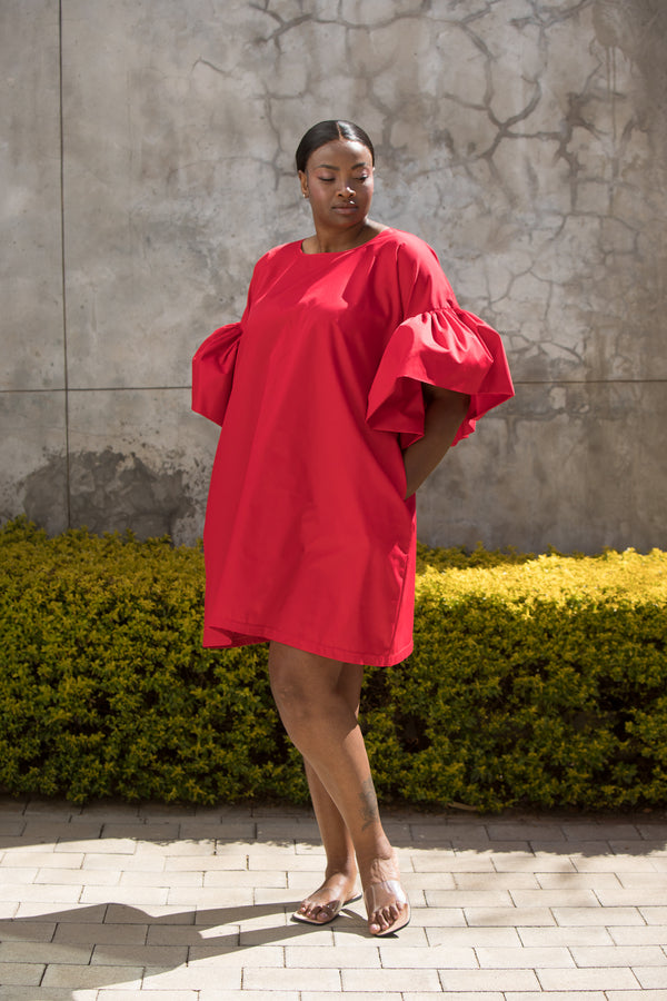 The Bloom Cotton Dress Red