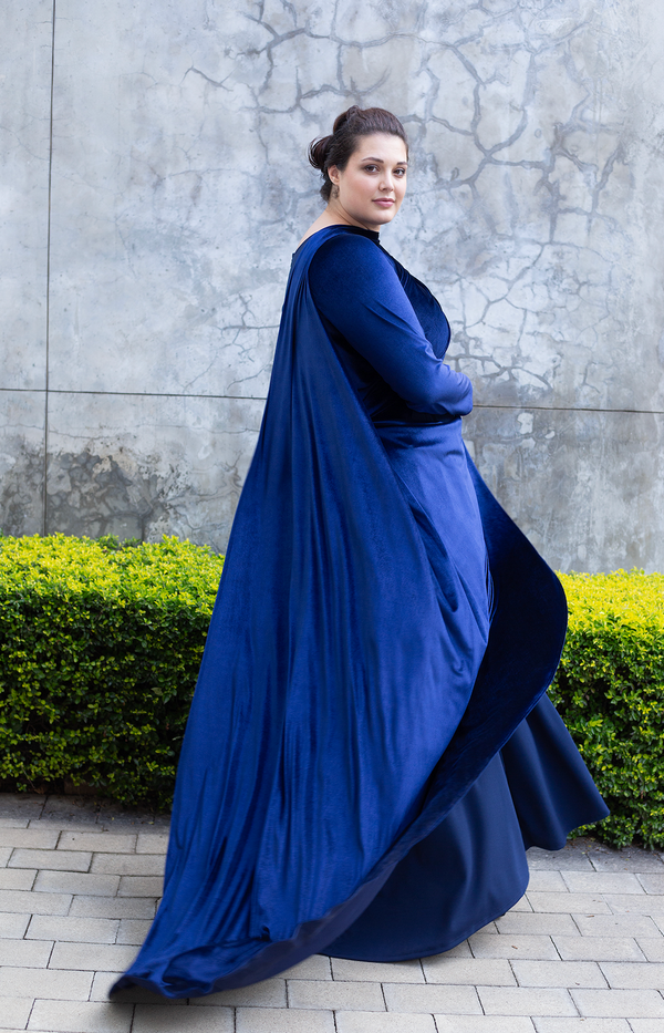 The Velvet Empress Dress - Imperial Blue