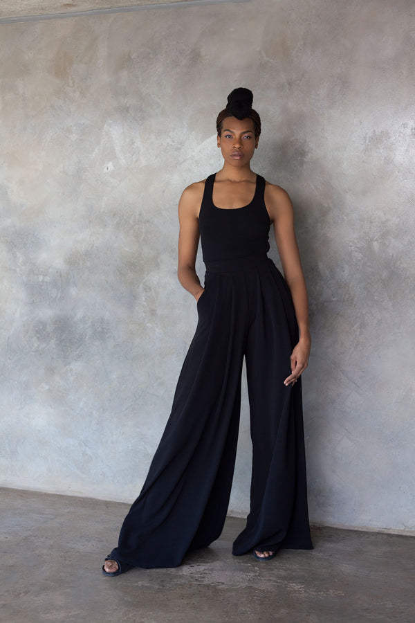 Black Stroll Wide Leg Pants