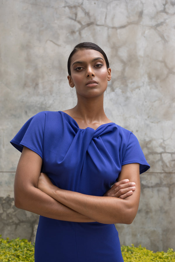 Royal Blue Twist Pencil Dress