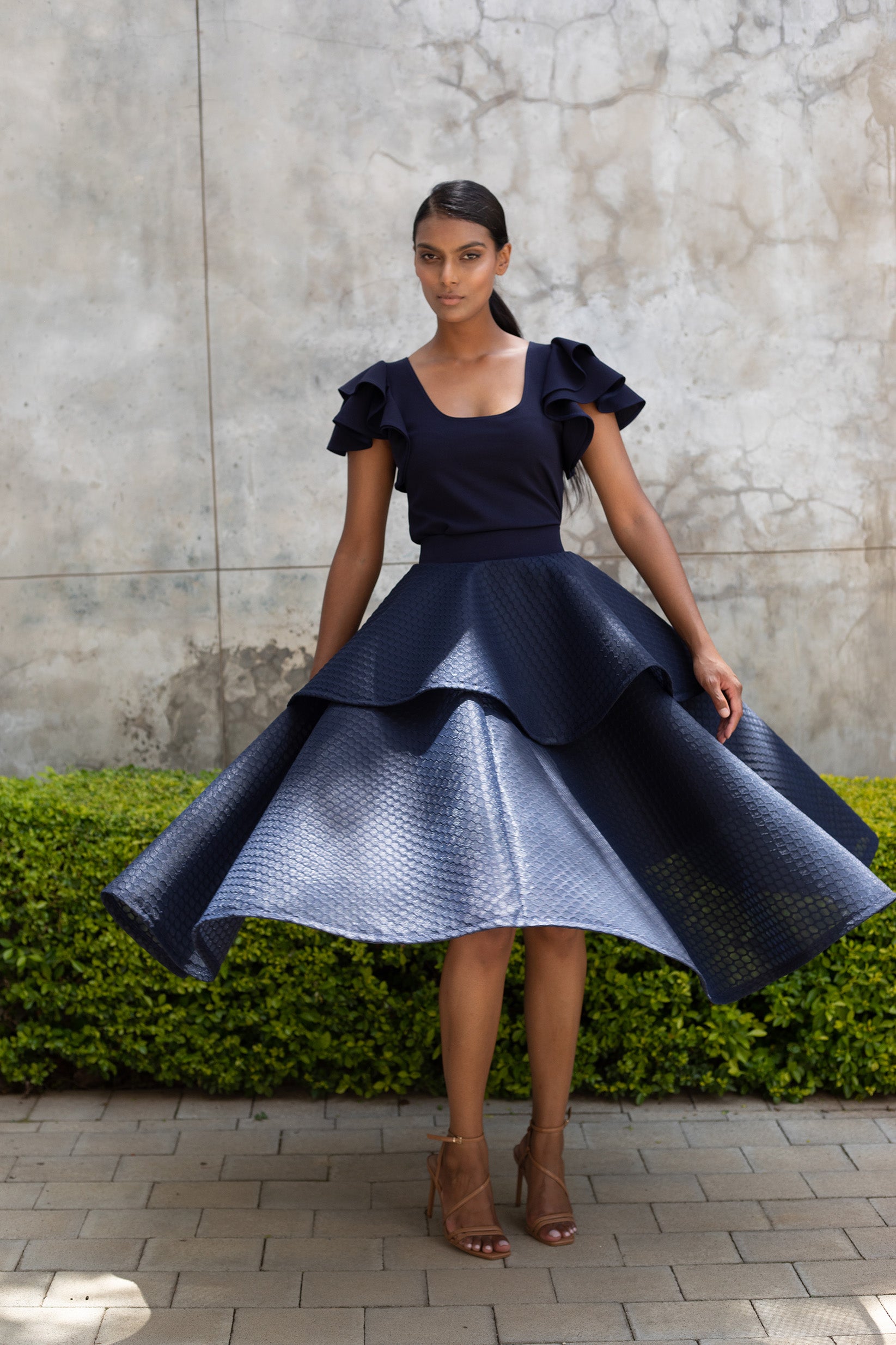 Navy Double Circle Skirt | ERRE | The Local Edit