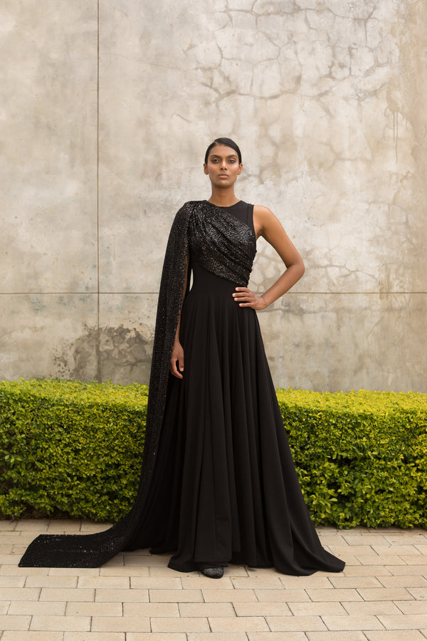 Black Multi Way Drape Dress