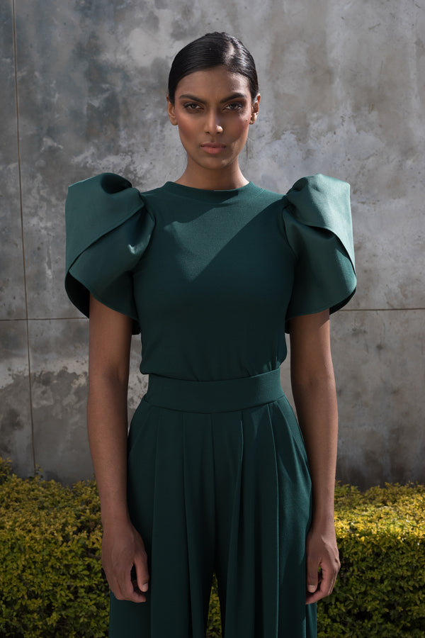 Spring 2022 - Emerald Green Tulip Sleeve Top