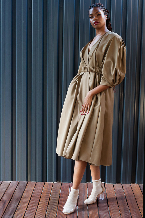 Sand Protean Coat Dress