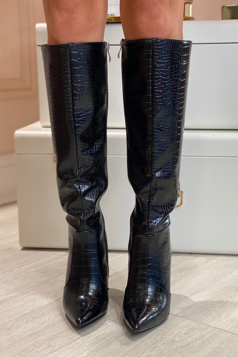 knee high faux leather boots