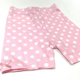 Pink & White Spotty Lightweight Jersey Shorts with Bow Hems - Girls 6-9 Months
