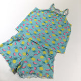 Pineapples & Watermelons Pink, Yellow & Blue Vest Top & Lightweight Jersey Shorts Set - Girls 6-7 Years
