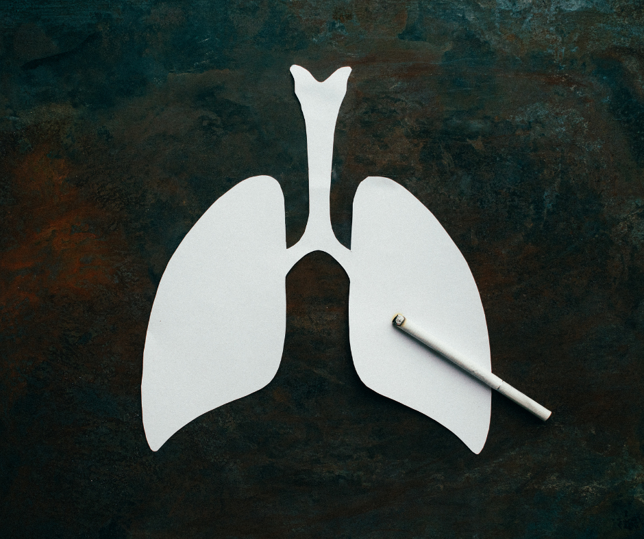 drawing of lungs with a cigarette on top