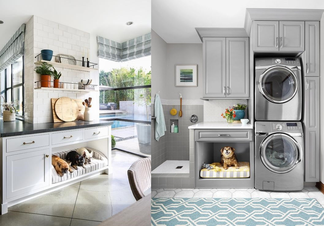 Dog beds with in kitchen and laundry room