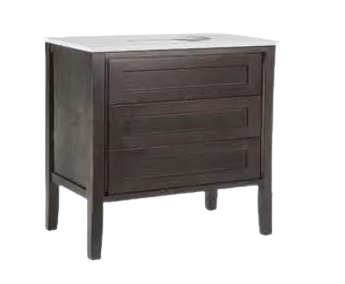 Three Drawer Furniture Vanity with inset drawers in dark gray stain. Teton by Green Forest available at DIrectCabinets.com