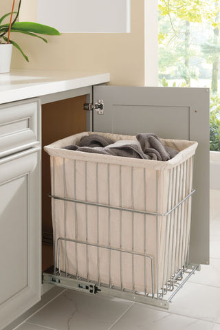 Hamper storage in the bathroom vanity