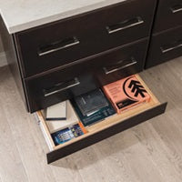 toe kick drawer with office supplies
