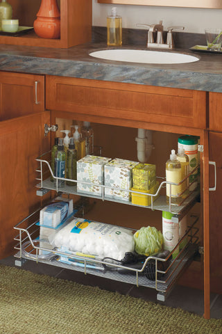 vanity sink base cabinet storage metal drawers