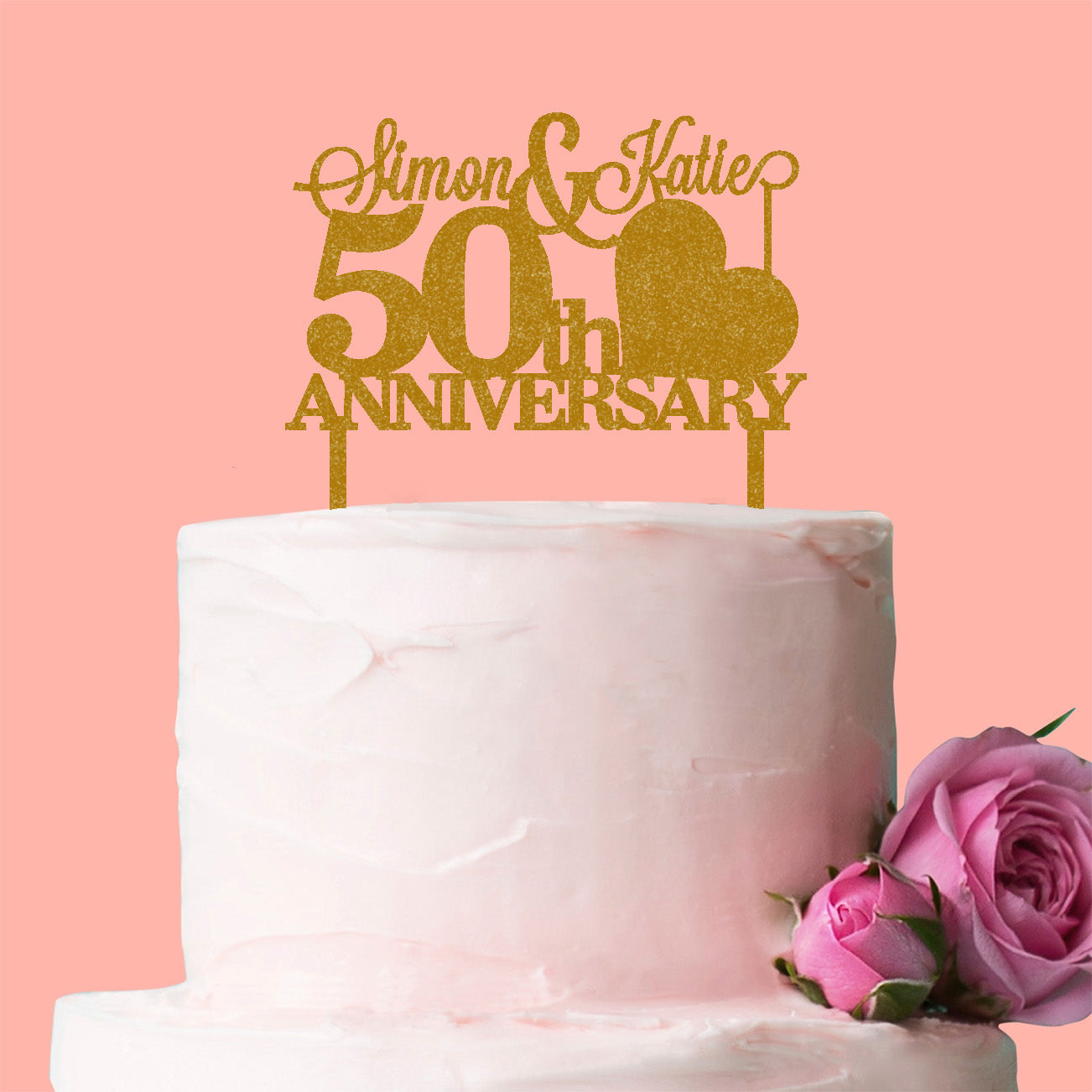 Cake topper Pop&Fun Golden anniversary 16x16,5cm | Mopec