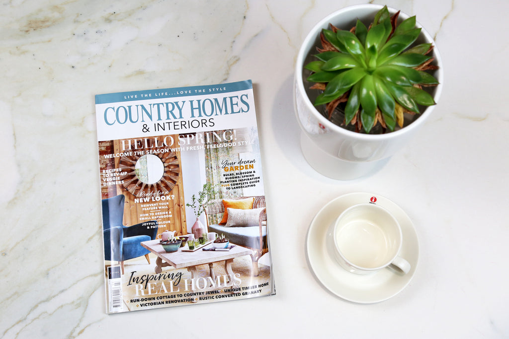 Country Homes & Interiors March 2021 Issue featuring on the front cover of the Belladonna Rattan Sofa by Sika Design