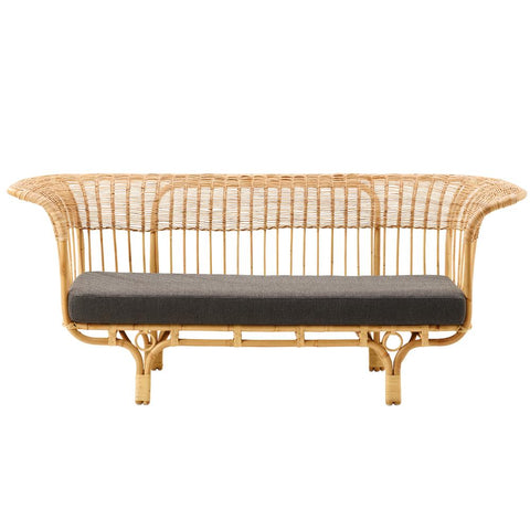 Sika rattan bench with upholstered seat