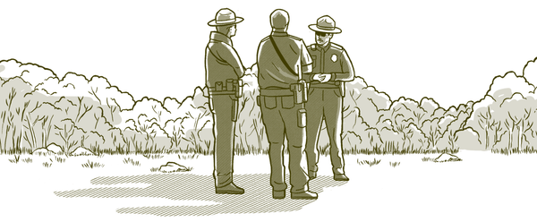 Yosemite Nation Park rangers in a conversation 