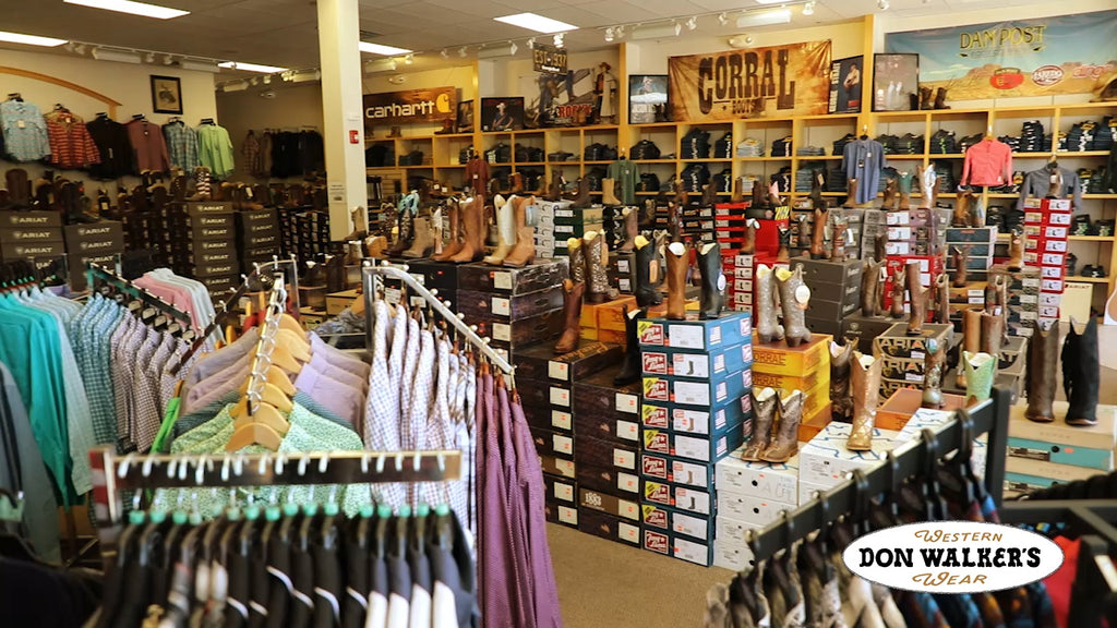 Photo inside the retail store of shirts and boots