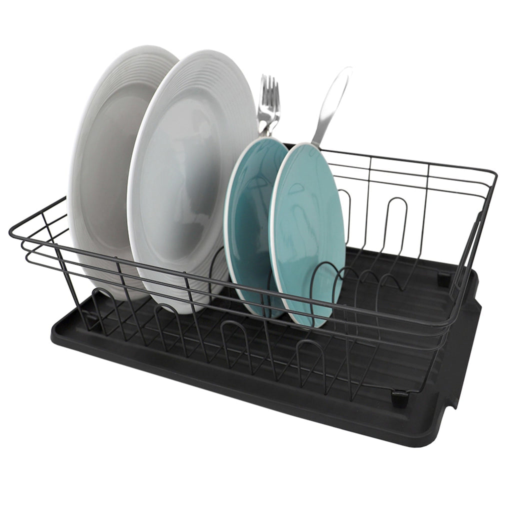 Michael Graves Design Deluxe Dish Rack with Gold Finish and Removable  Utensil Holder, White/Gold, KITCHEN ORGANIZATION