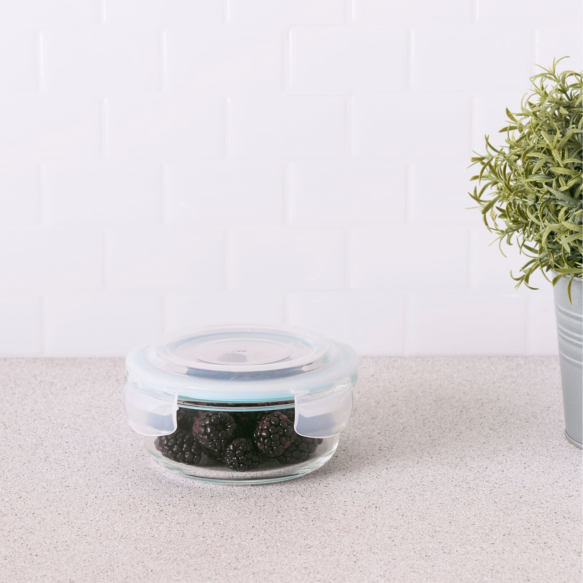Home Basics 13 oz. Round Borosilicate Glass Food Storage Container $3.00 EACH, CASE PACK OF 12