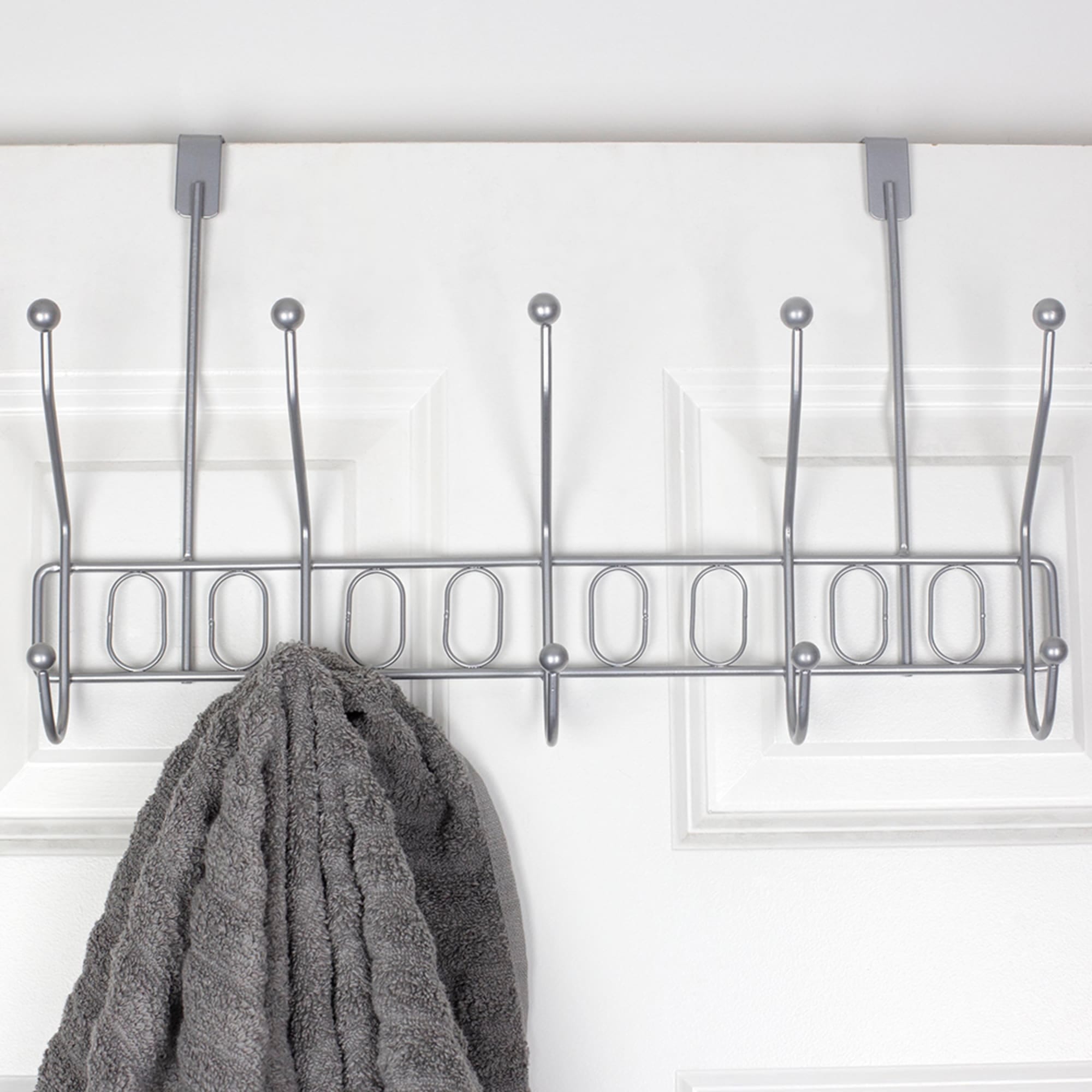 Home Basics Unity  5 Hook Over the Door Hanging Rack, Silver $6.00 EACH, CASE PACK OF 12