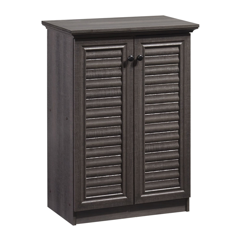 Home Basics 4 Tier Tall Shoe Cabinet with Louvered Doors, Brown, FURNITURE
