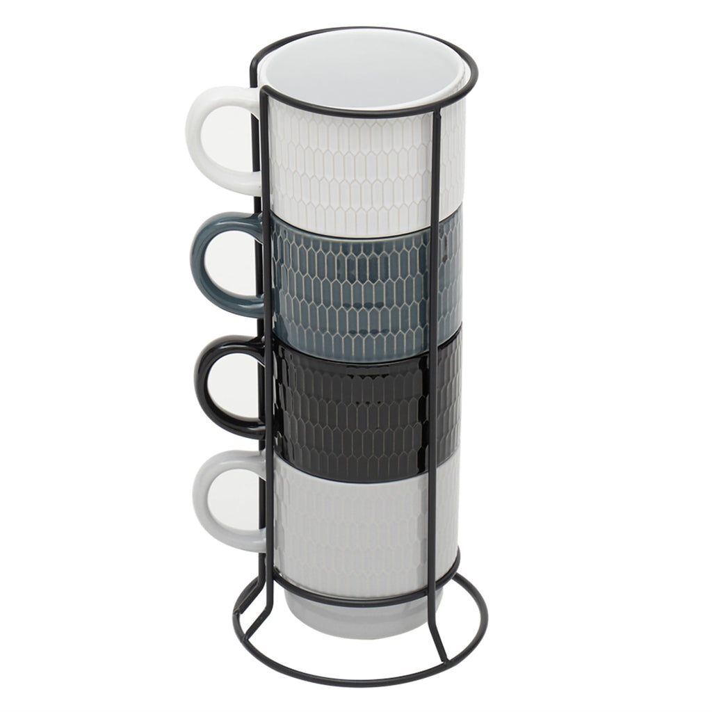 Home Basics 6 Piece Mug Set with Stand, TABLETOP