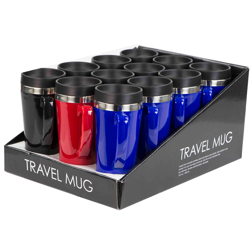 Home Basics Stainless Steel Travel Mug with Rubber Grip