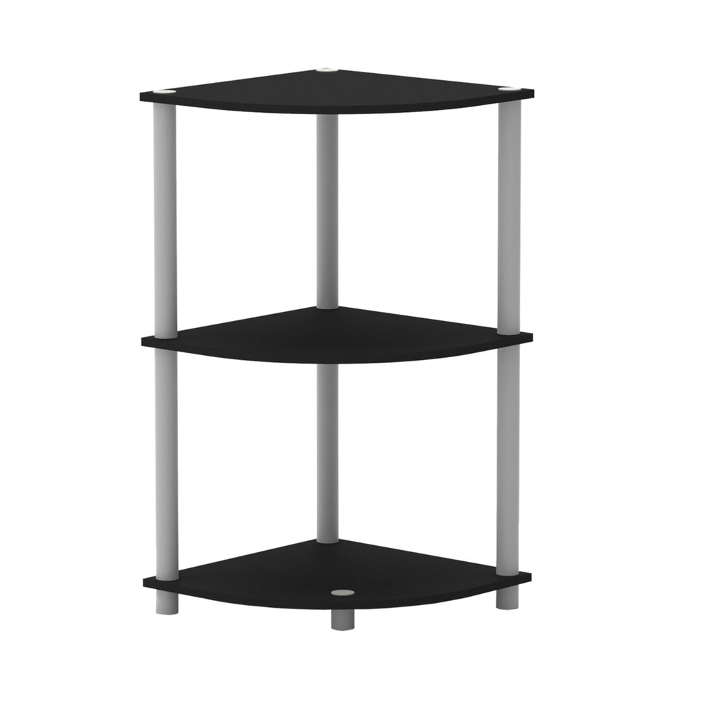 Home Basics 3 Tier Plastic Shelf, (37-inch), Black, STORAGE ORGANIZATION