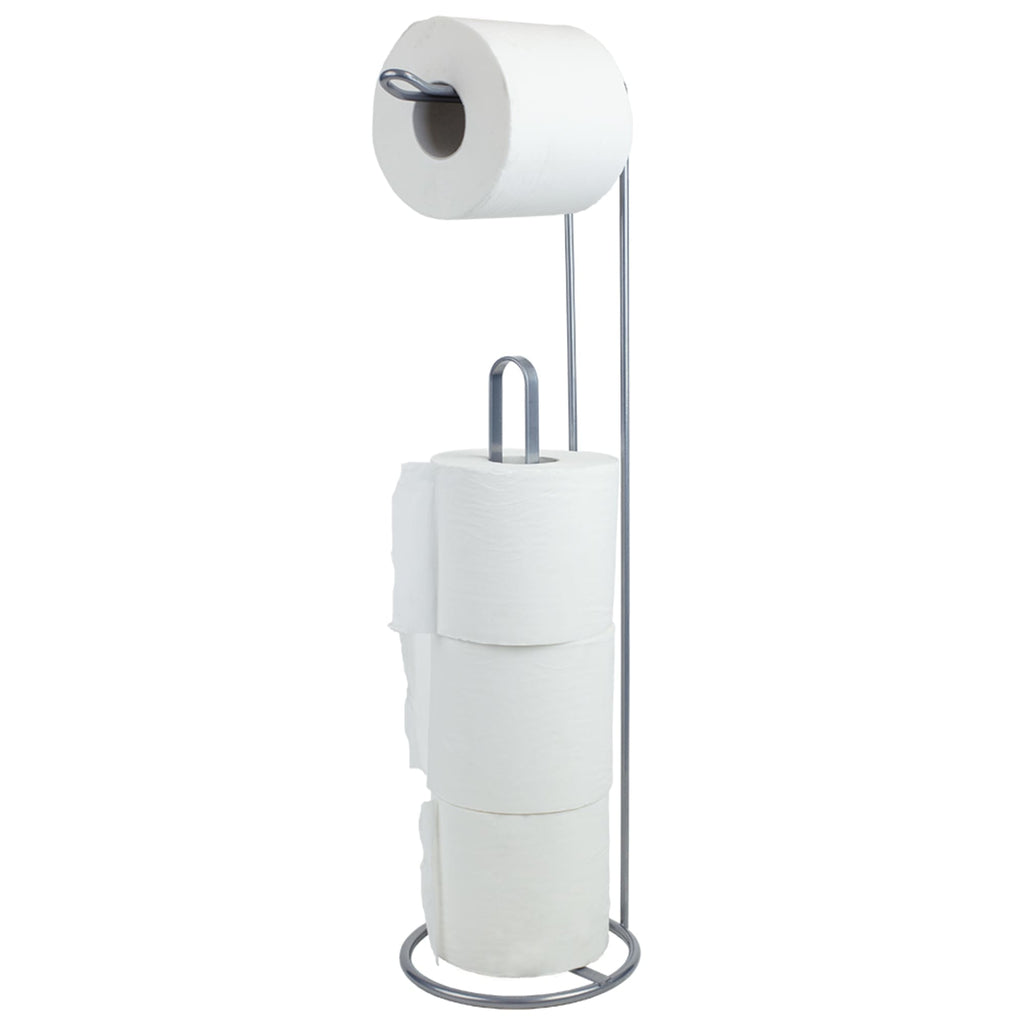 Home Basics Free-Standing Vinyl Coated Steel Dispensing Toilet Paper Holder,  White, BATH ORGANIZATION