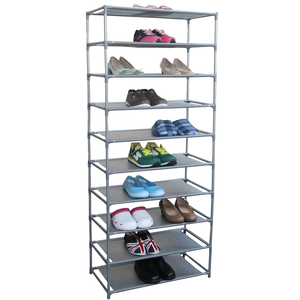 Home Basics 8 Tier Portable Polyester Shoe Closet, Grey