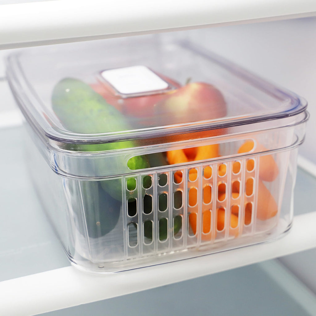 Home Basics 3 Compartment Plastic Fridge Bin, Clear