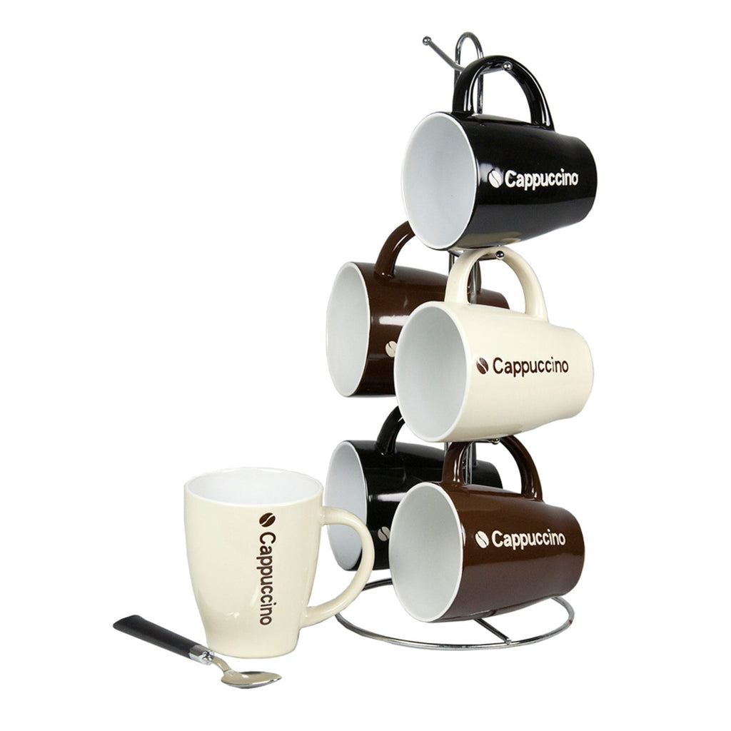 Home Basics 6 Piece Mug Set with Stand, TABLETOP