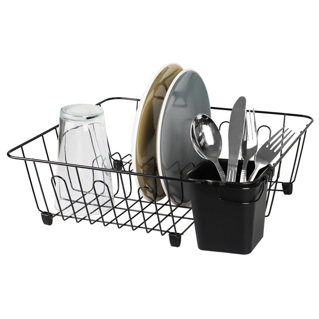 4 pieces Michael Graves Elevated 2 Tier Dish Rack With Dual Compartment  Utensil Holder, Grey - Dish Drying Racks - at 