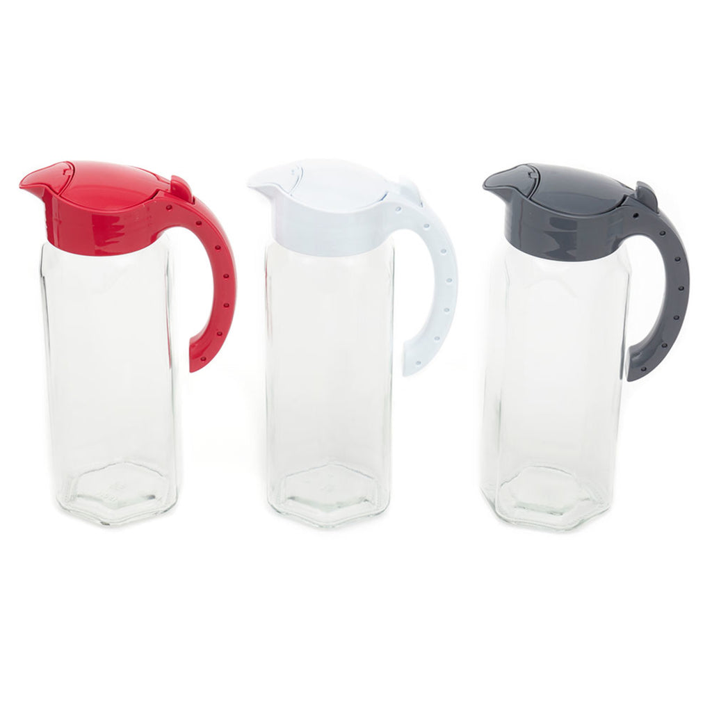 Sterilite 1 Gallon Round Plastic Pitcher and Spout Clear w/ Color Lid (6 Pack)