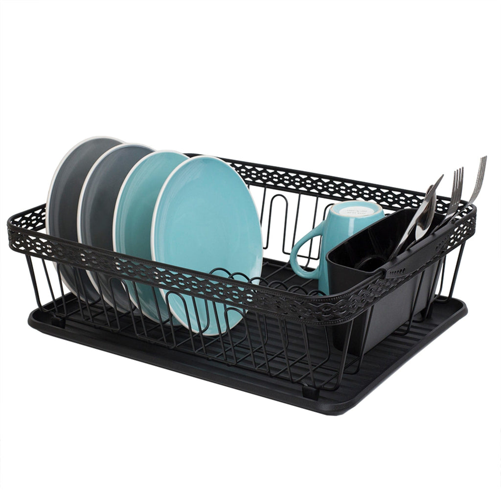 Michael Graves Design Satin Finish Steel Wire Compact Dish Rack, Black, KITCHEN ORGANIZATION