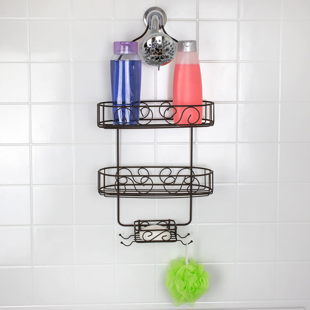 Home Basics No Slip 2 Tier Steel Shower Caddy, Oil-rubbed Bronze