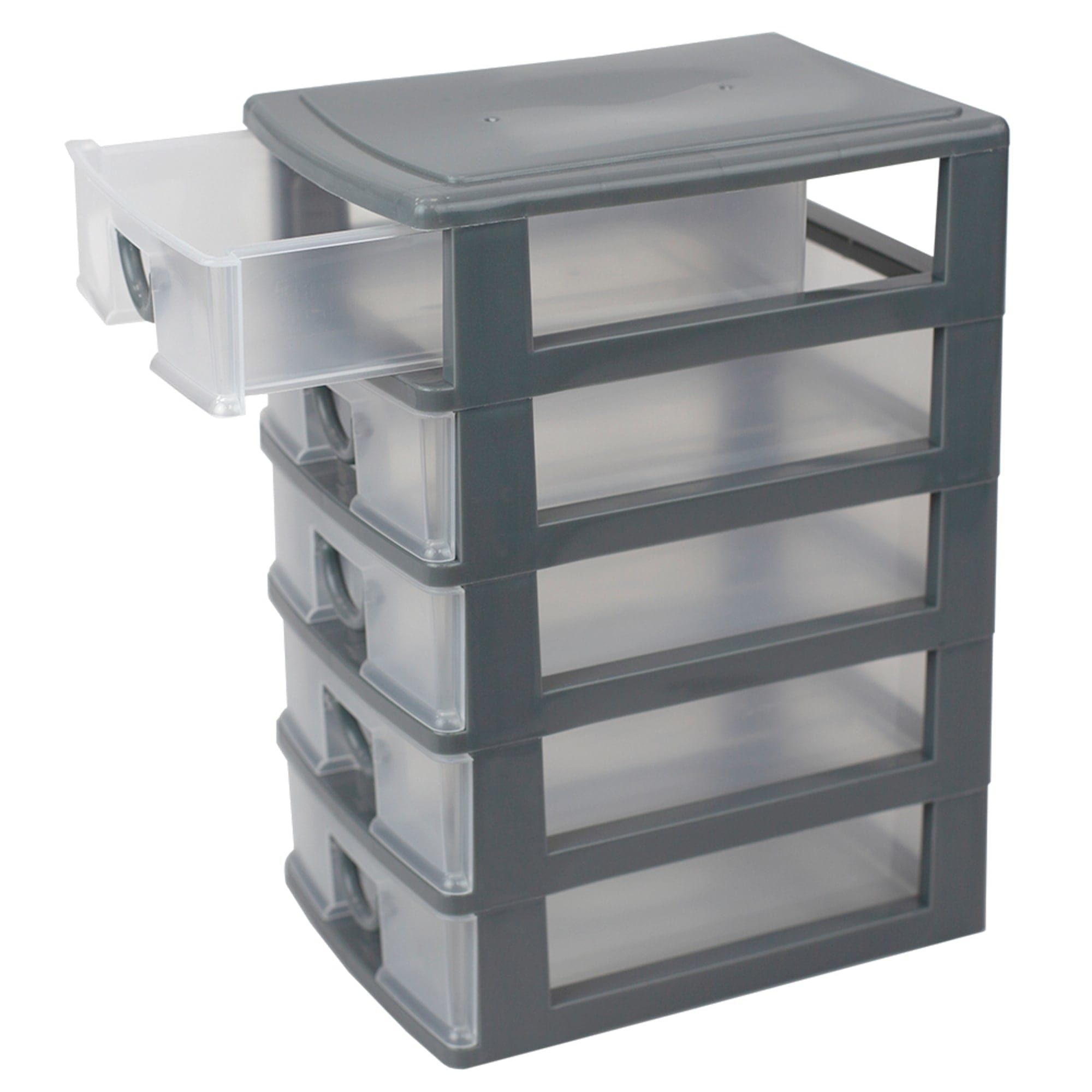 Home Basics 5 tier Plastic Drawer Organizer, Grey COSMETIC