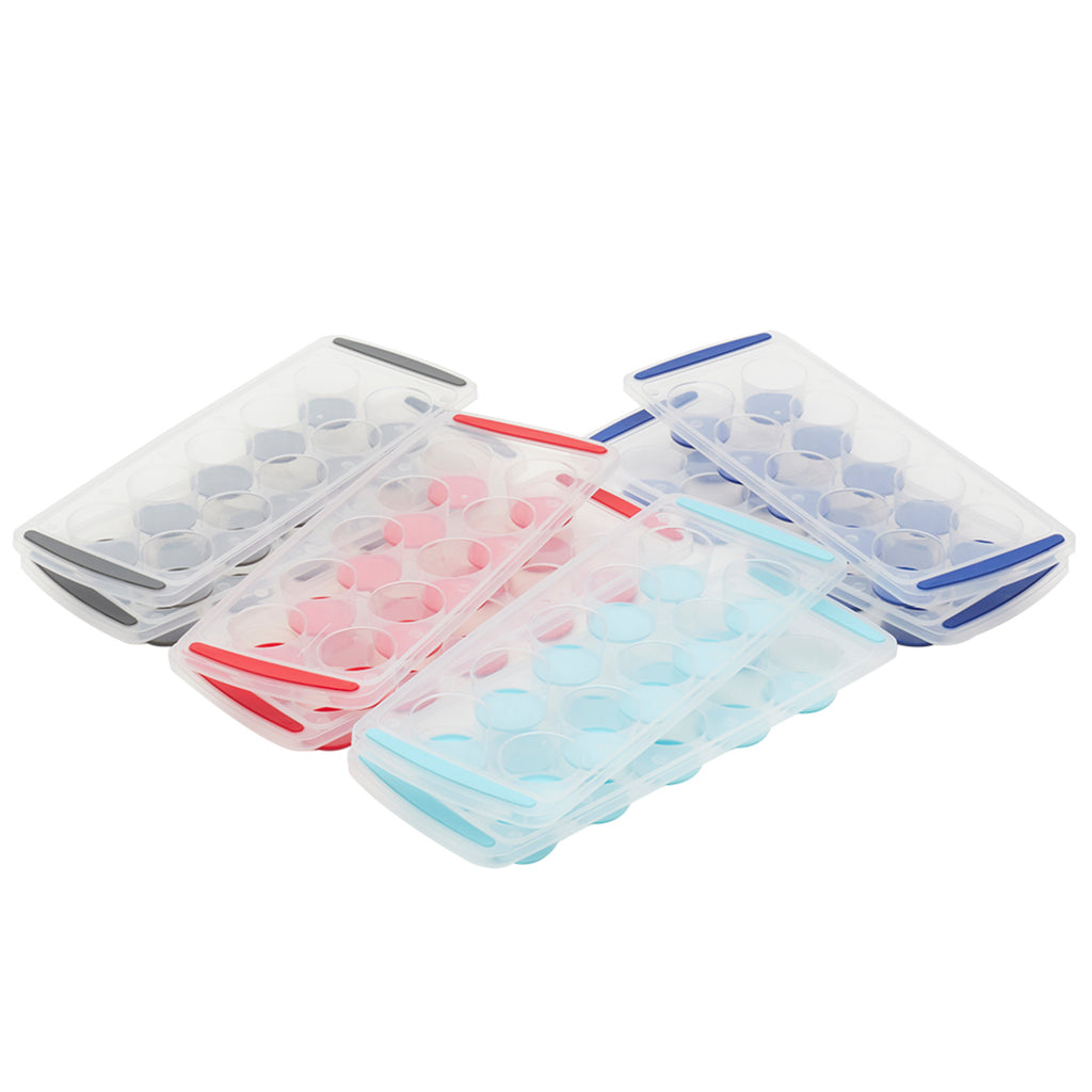 Home Basics 11 Compartment Slim Plastic Stackable Ice Cube Tray with  Snap-on Cover, Blue, KITCHEN ORGANIZATION