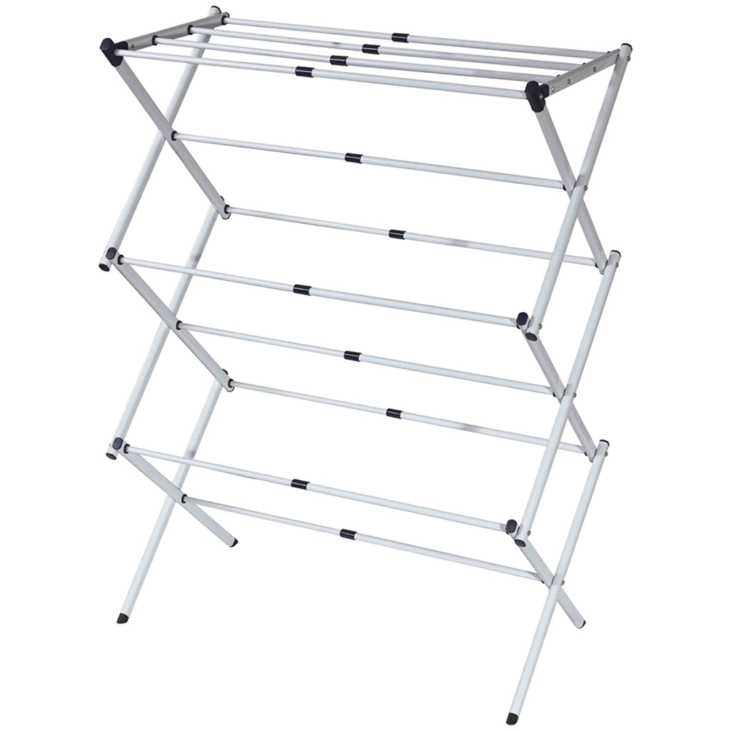 3 Tier Rust-Proof Enamel Coated Steel Collapsible Clothes Drying Rack, Grey