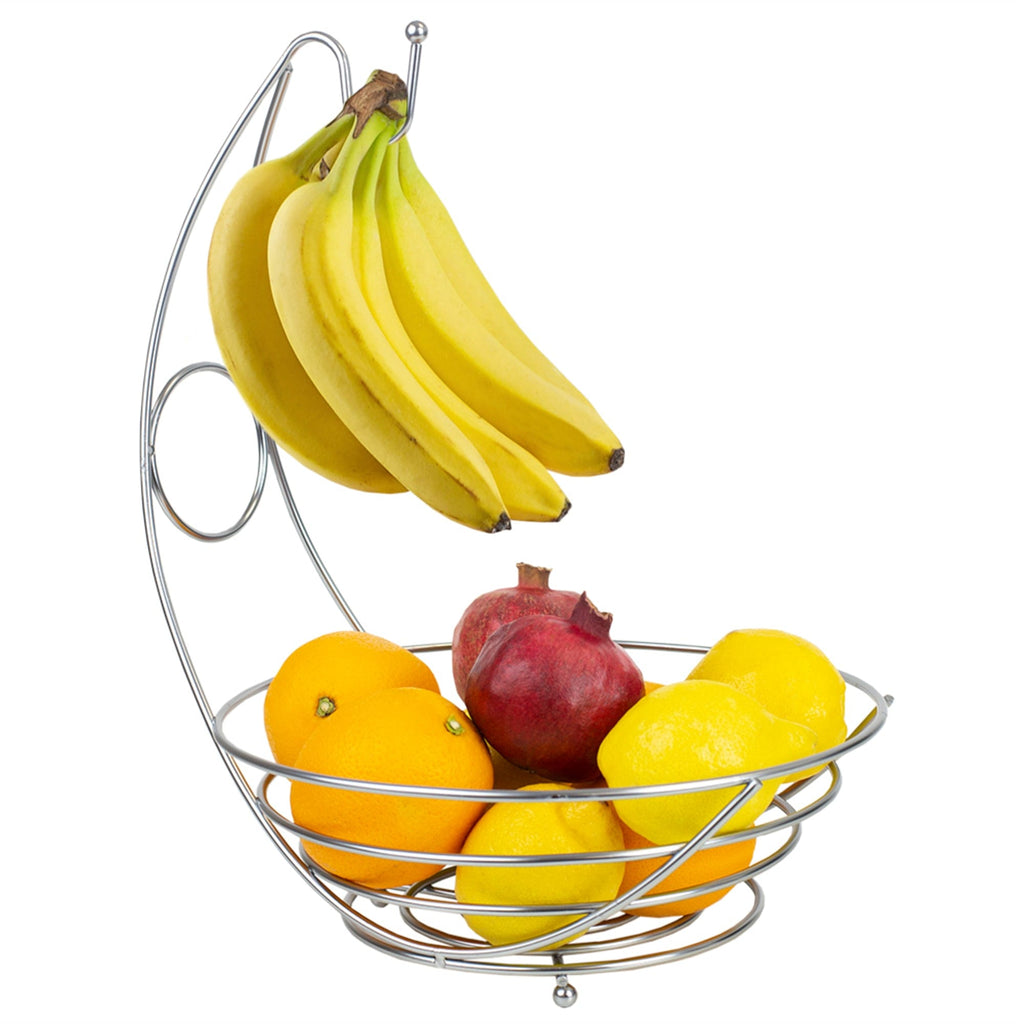 Home Basics Wire Collection Fruit Bowl with Banana Tree, Black, KITCHEN  ORGANIZATION