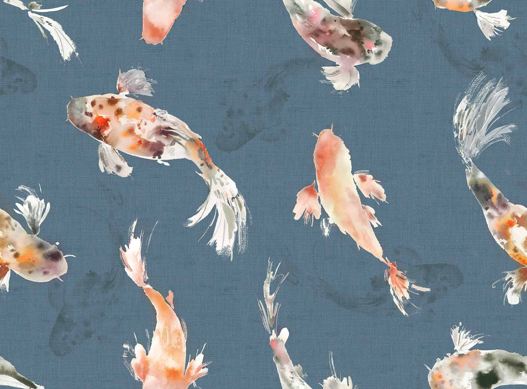 Voyage Maison Koi Carp Carp Cobalt Wallpaper Voyage Outlet