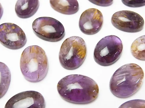 Amethyst Cacoxenite cabochons, Birthstone for February